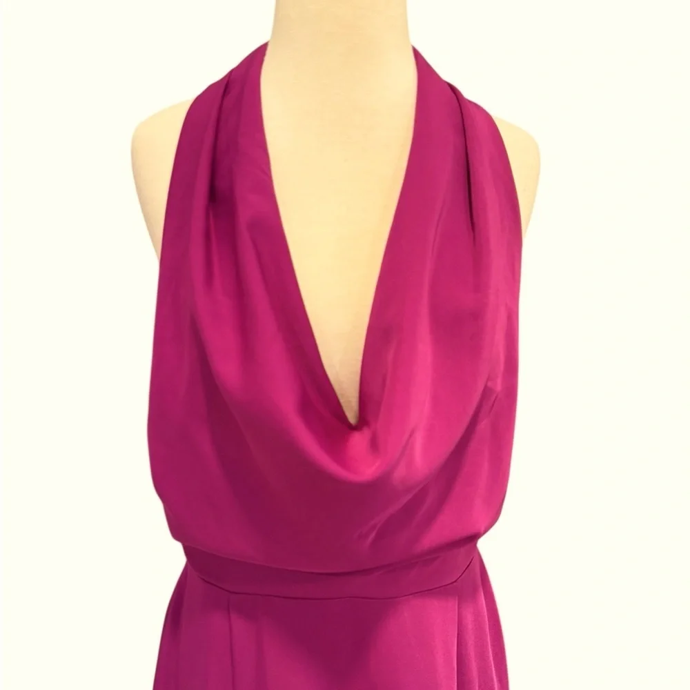 Harlyn Orchid Fit and Flare Halter Dress Plunging Drape Neckline Open Back XL - Picture 6 of 12